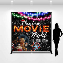 Lofaris Custom White Family Christmas Movie Night Backdrop