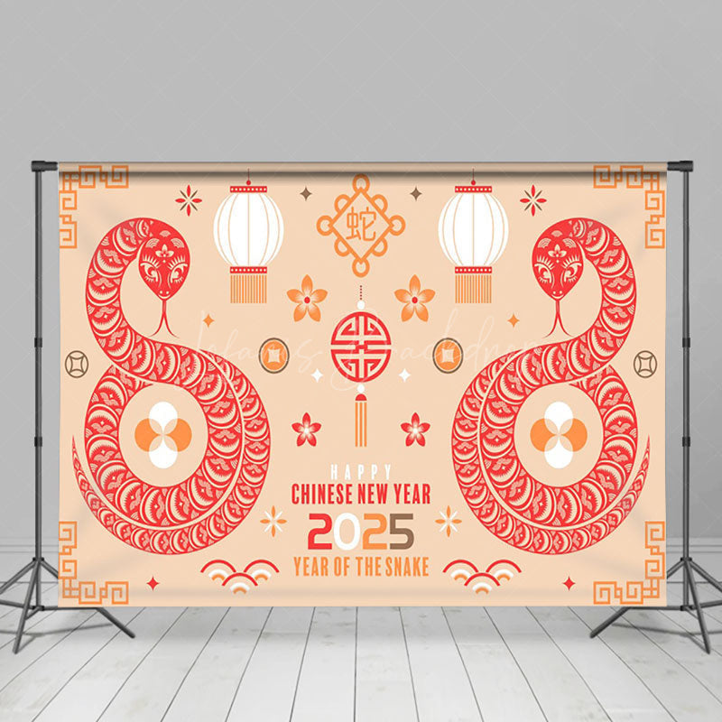 Lofaris Cute Cartoon Zodiac Snake Orange Vibe 2025 Backdrop