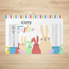 Lofaris Cute Colorful Bunny Happy Easter Set Of 4 Placemats