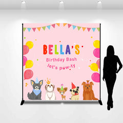 Lofaris Cute Dogs Pink Pawty Custom Name Birthday Backdrop