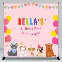 Lofaris Cute Dogs Pink Pawty Custom Name Birthday Backdrop