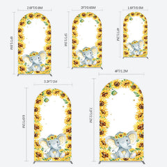 Lofaris Cute Elephant Sunflower Baby Shower Arch Backdrop