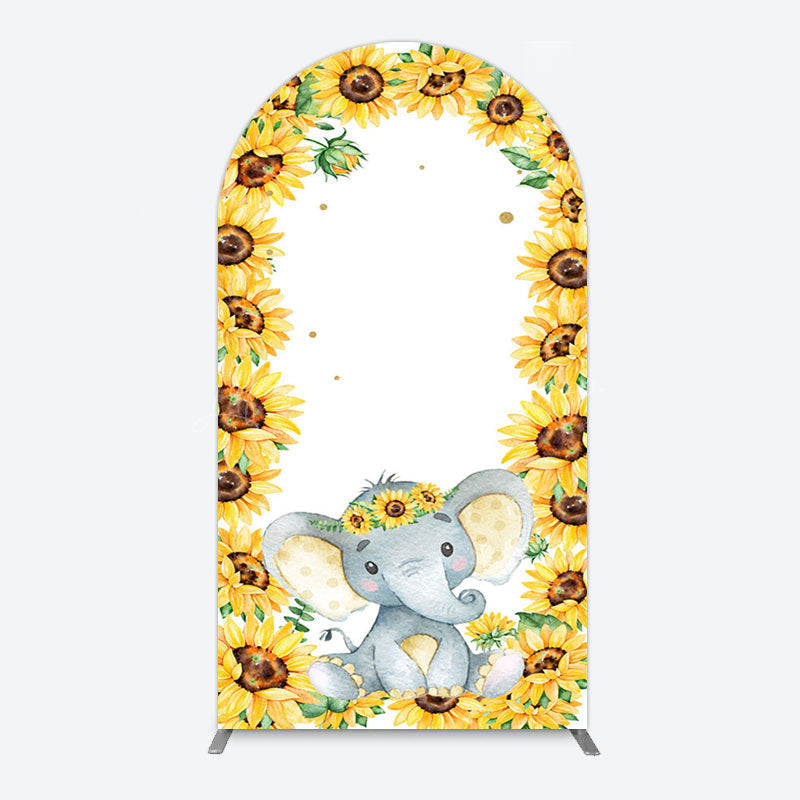 Lofaris Cute Elephant Sunflower Baby Shower Arch Backdrop