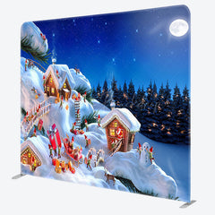 Lofaris Cute Elf Snowy House Christmas Pillow Cover Backdrop