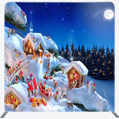 Lofaris Cute Elf Snowy House Christmas Pillow Cover Backdrop