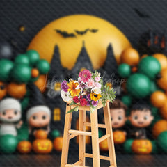 Lofaris Cute Ghost Balloons Castle Moon Halloween Backdrop