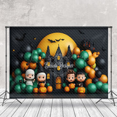 Lofaris Cute Ghost Balloons Castle Moon Halloween Backdrop