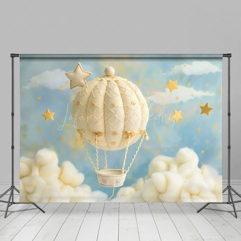 Lofaris Cute Hot Air Balloon Starry Sky Cake Smash Backdrop