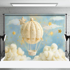 Lofaris Cute Hot Air Balloon Starry Sky Cake Smash Backdrop