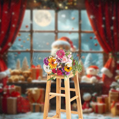 Lofaris Cute Santa Claus Window Moon Christmas Backdrop