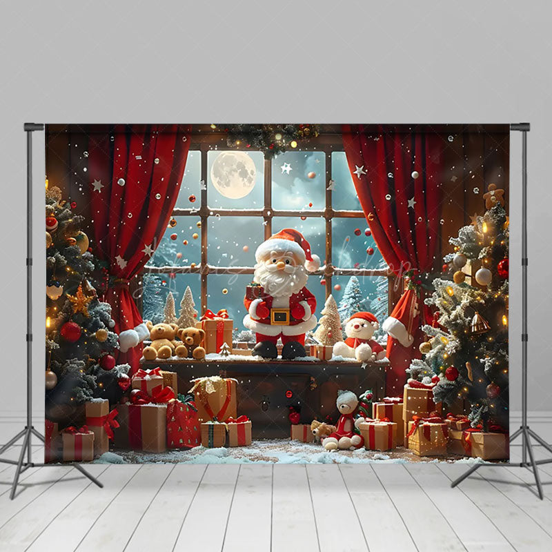 Lofaris Cute Santa Claus Window Moon Christmas Backdrop