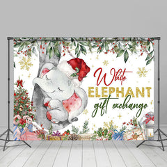 Lofaris Cute Sleeping White Elephant Gift Exchange Backdrop