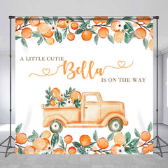 Lofaris Cutie Orange Fruit Custom Name Baby Shower Backdrop