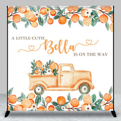 Lofaris Cutie Orange Fruit Custom Name Baby Shower Backdrop