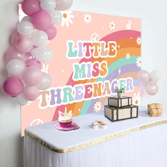 Lofaris Daisy Floral Rainbow Little Miss Threenager Backdrop