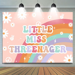 Lofaris Daisy Floral Rainbow Little Miss Threenager Backdrop