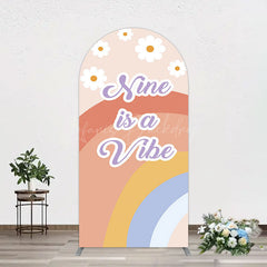 Lofaris Daisy Rainbow Nine Is A Vibe Birthday Arch Backdrop