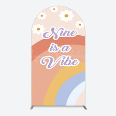 Lofaris Daisy Rainbow Nine Is A Vibe Birthday Arch Backdrop