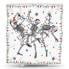 Lofaris Dancing Skeleton Light Strip Halloween Shower Curtain