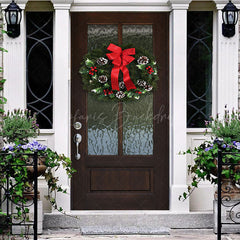 Lofaris Dark Green Door Wreath With Bow Christmas Cover