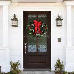 Lofaris Dark Green Door Wreath With Bow Christmas Cover