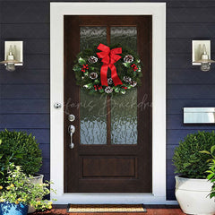 Lofaris Dark Green Door Wreath With Bow Christmas Cover