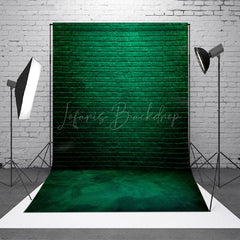 Lofaris Dark Green Retro Bricks Wall Photography Backdrop