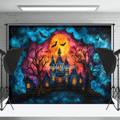 Lofaris Dark Moon Night Castle Bats Halloween Photo Backdrop