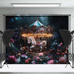 Lofaris Dark Night Floral Carousel Fine Art Photo Backdrop