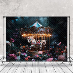 Lofaris Dark Night Floral Carousel Fine Art Photo Backdrop