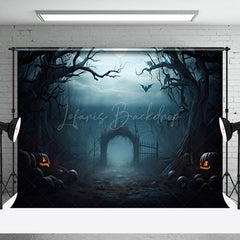 Lofaris Dark Night Forest Moon Lake Gate Halloween Backdrop