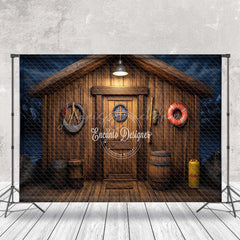 Lofaris Dark Night Wooden House Fishing Cake Smash Backdrop