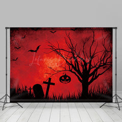 Lofaris Dark Red Sky Wilt Tree Garve Halloween Backdrop