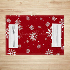 Lofaris Dark Red White Snowflake Christmas Set Of 4 Placemats