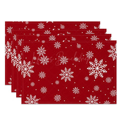 Lofaris Dark Red White Snowflake Christmas Set Of 4 Placemats