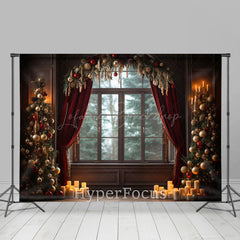 Lofaris Dark Retro Room Candlelight Window Christmas Backdrop