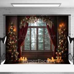 Lofaris Dark Retro Room Candlelight Window Christmas Backdrop