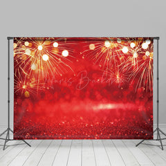 Lofaris Dazzling Gold Red Bokeh New Year Backdrop For Party