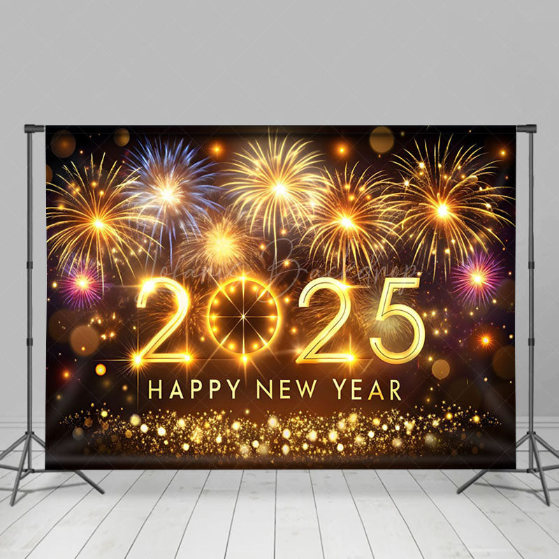 Lofaris Dazzling Golden 2025 Happy New Year Photo Backdrop