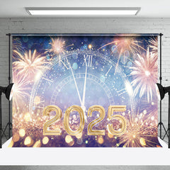 Lofaris Dazzling Sparks 2025 Clock Bokeh New Year Backdrop