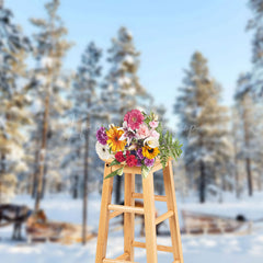 Lofaris Deer Pulling Sled Winter Forest Photography Backdrop