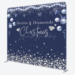 Lofaris Denim Diamonds Glitter Square Arch Fabric Backdrop