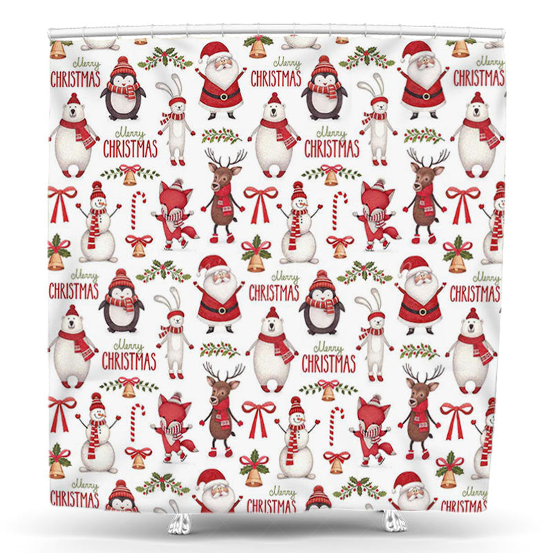 Lofaris Dense Animals Santa Claus Christmas Shower Curtain