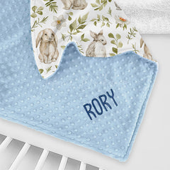 Lofaris Dense Bunny Plant Leaves Pattern Minky Baby Blanket