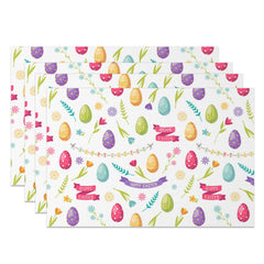 Lofaris Dense Colorful Eggs Floral Easter Set Of 4 Placemats