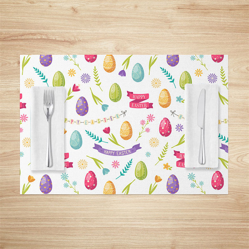 Lofaris Dense Colorful Eggs Floral Easter Set Of 4 Placemats