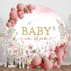 Lofaris Dense Colorful Wildflower Round Baby Shower Backdrop