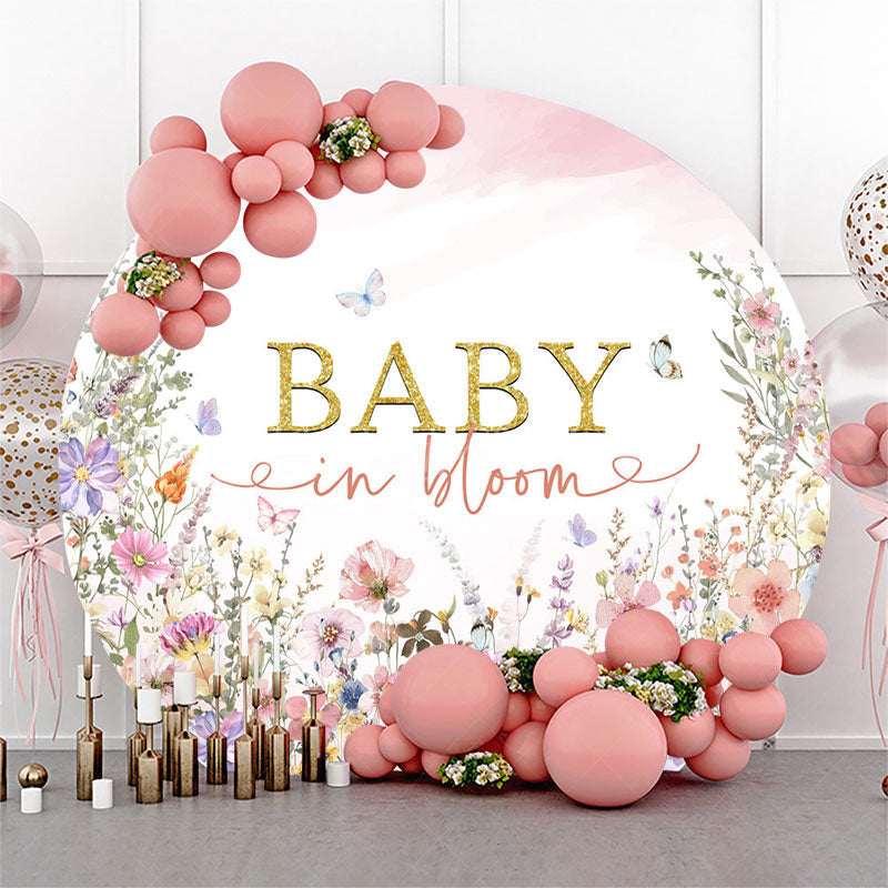 Lofaris Dense Colorful Wildflower Round Baby Shower Backdrop