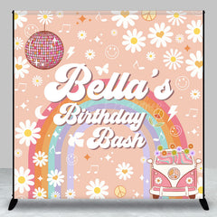 Lofaris Dense Floral Groovy Custom Name Birthday Backdrop