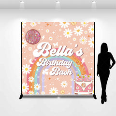 Lofaris Dense Floral Groovy Custom Name Birthday Backdrop